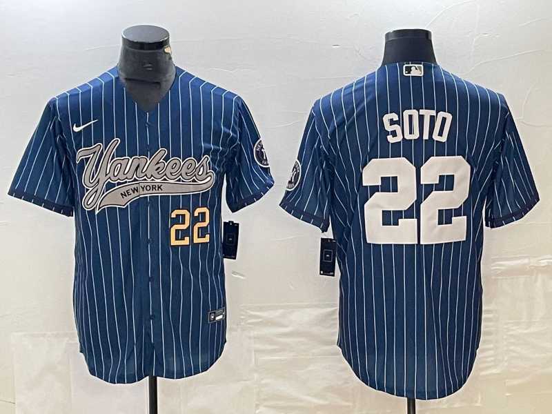 Men's New York Yankees #22 Juan Soto Number Blue Pinstripe Cool Base Stitched Baseball Jersey,We sell and wholesale Men's New York Yankees #22 Juan Soto Number Blue Pinstripe Cool Base Stitched Baseball Jersey on line form chian!